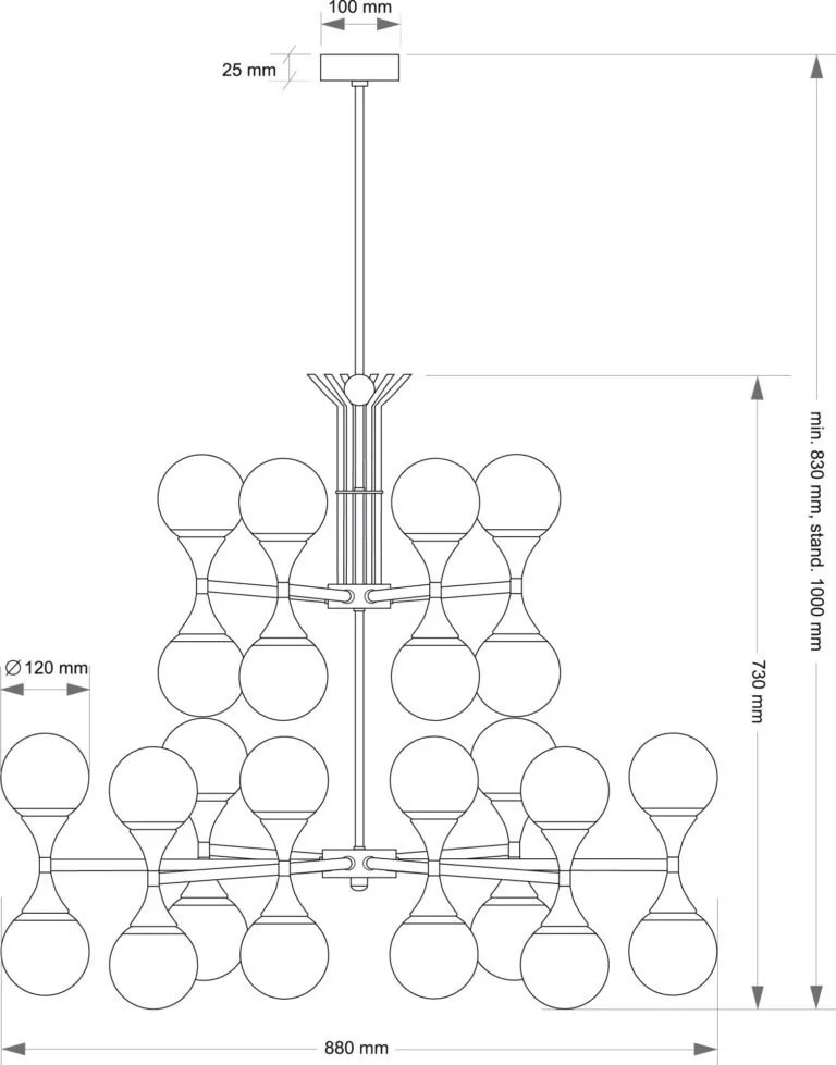 Candelabru 24 surse de lumina design LUX realizat manual BARI