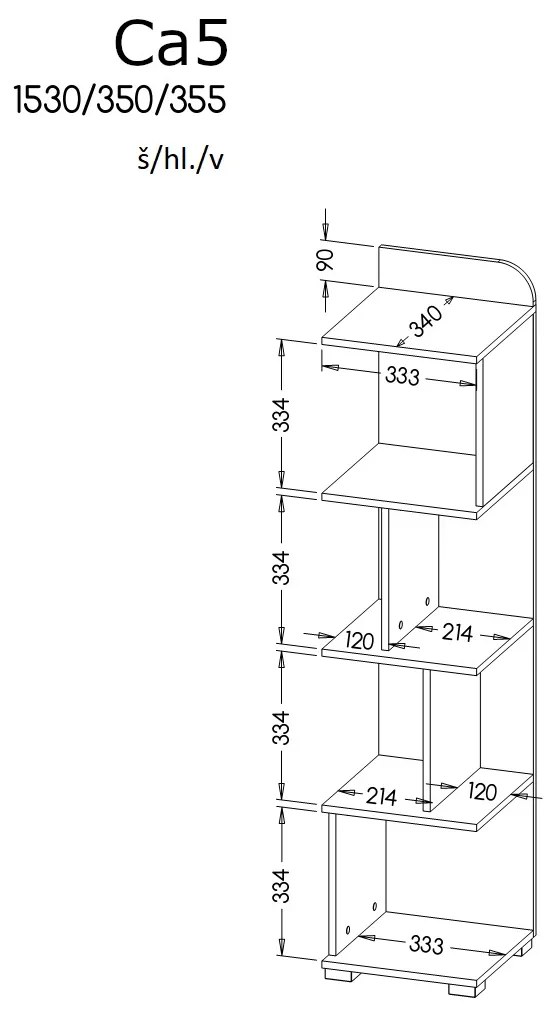 Raft typ CA5 Caryl (deschis grafit + alb lucios + stejar nash). 1040645