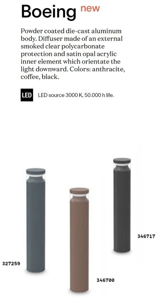 Mini Stalp LED iluminat exterior IP65 Boeing pt H-15cm coffee