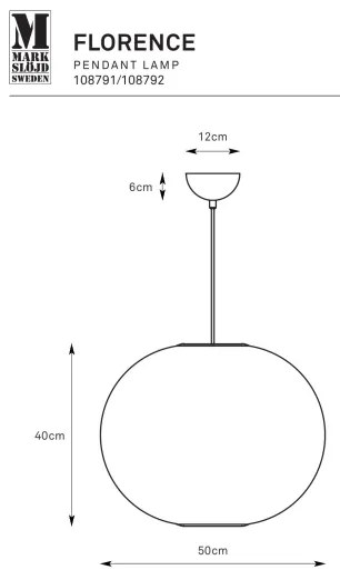 Lustră pe cablu Markslöjd 108792 FORENCE 1xE27/40W/230V d. 50 cm alb