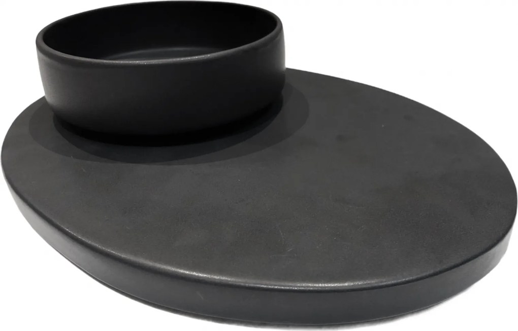 Set 48 Piese Sushi Vulcano ( 24 Platouri Sushi + 24 Boluri Vulcano) Glazura Negru Mat Carbon