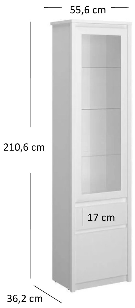 Vitrină Ethan 1D1W1S (alb). 1052906