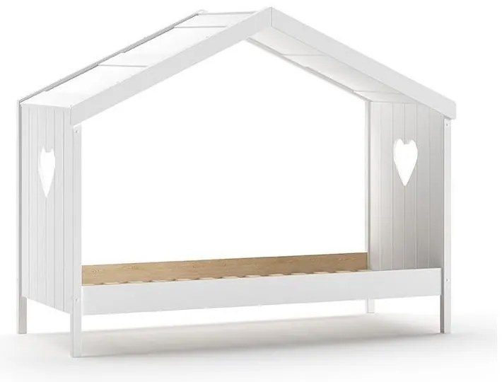 Pat pentru copii tip casuță alb 90x200 cm Amori - Vipack