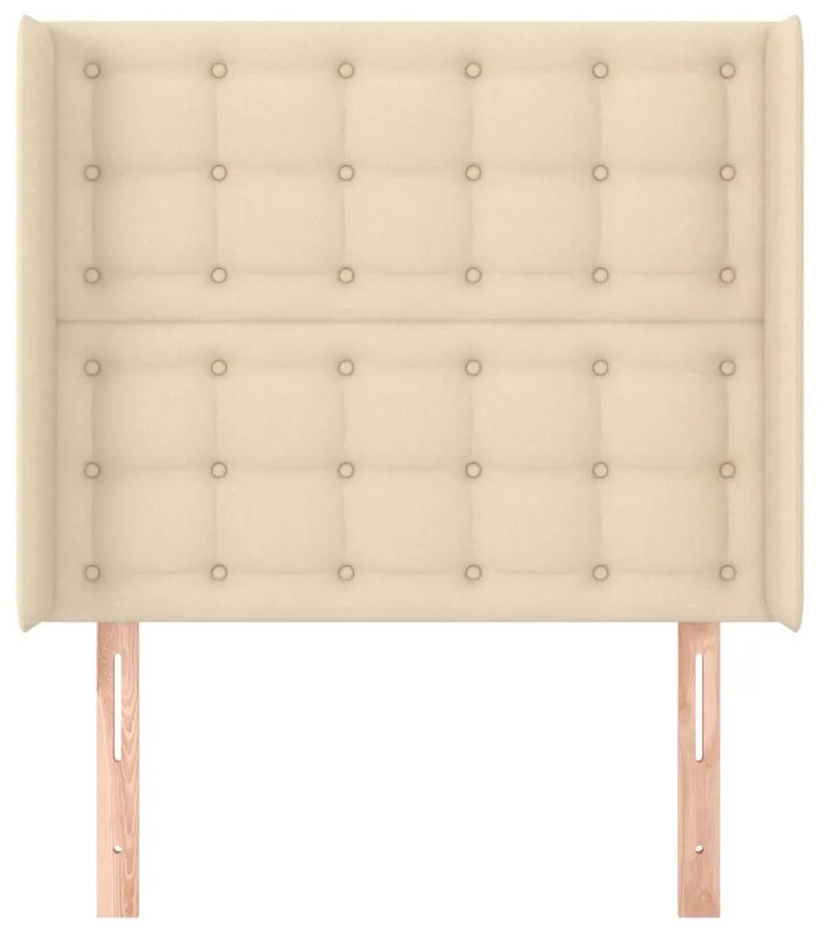Tablie de pat cu aripioare, crem, 103x16x118 128 cm, textil 1, Crem, 103 x 16 x 118 128 cm