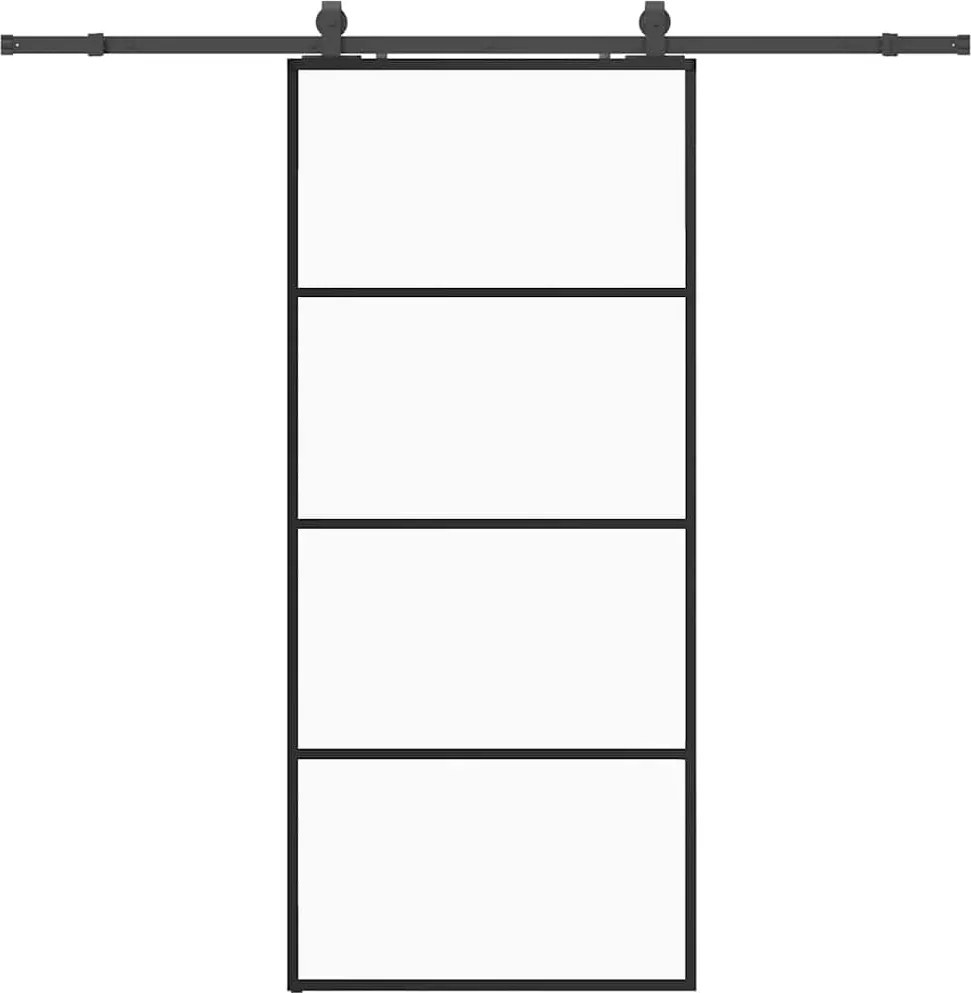 vidaXL Ușă glisantă cu set de feronerie neagră 90x205 cm Sticlă ESG