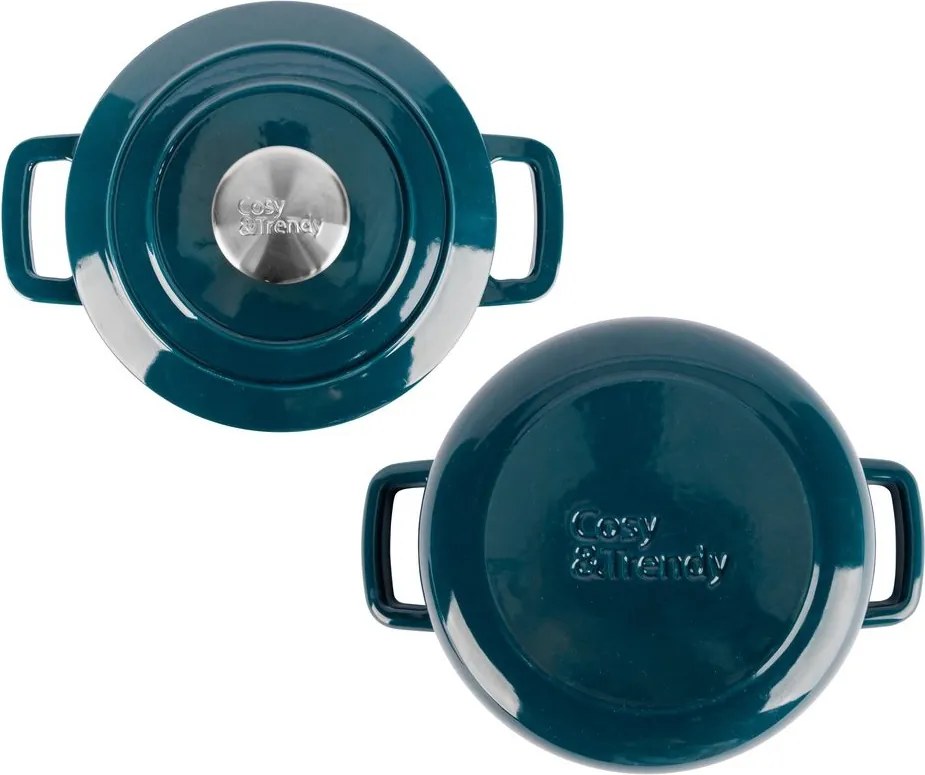 Oală fontă emailată cu capac 20 cm 2,7 L Verde Heron Fontestic Cosy & Trendy 9967203