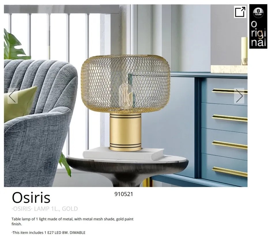 Veioza/Lampa de masa design decorativ modern Osiris aurie
