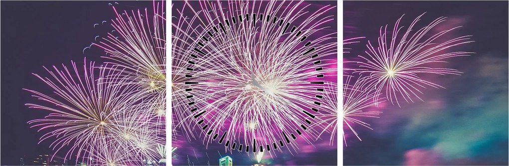 Tablou cu artificii (cu ceas) (90x30 cm)