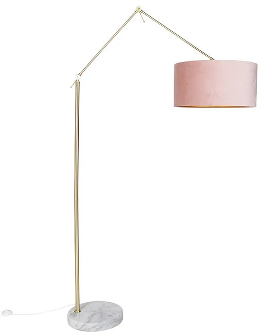 Lampa de podea moderna cu abajur din catifea aurie roz 50 cm - Editor