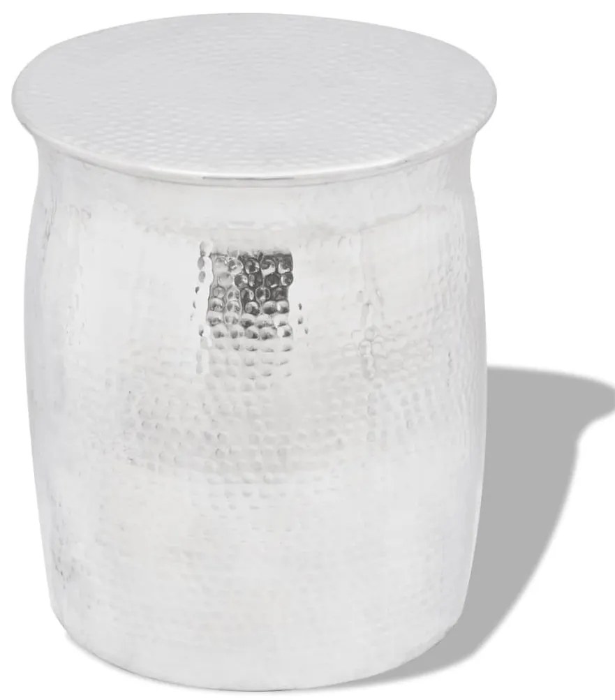 vidaXL Scaun/Masă laterală din aluminiu bătut la ciocan, argintiu
