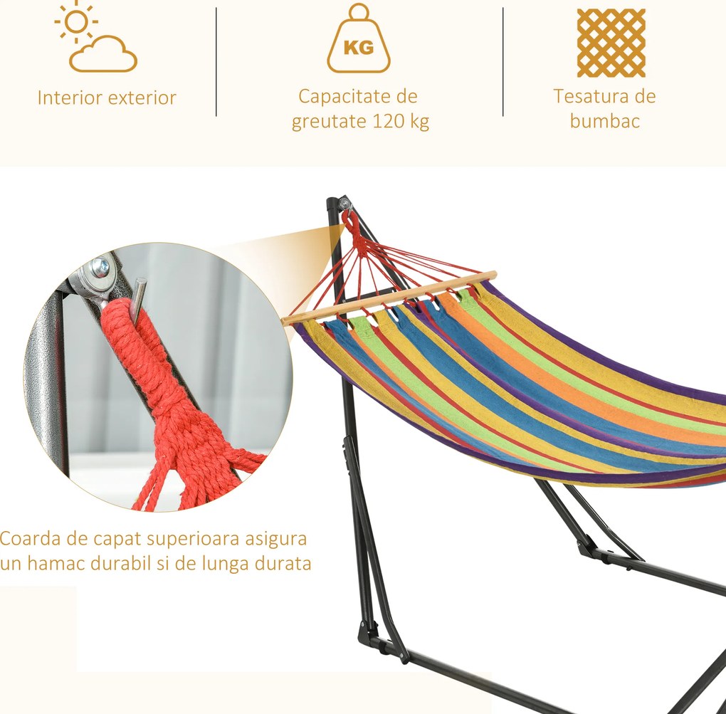 Outsunny Supporto con Amaca Autoportante Pieghevole in Cotone e Acciaio | Aosom Romania