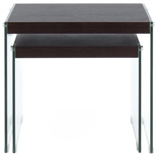 Set 2 masute de cafea dreptunghiulare din sticla Elementary 46x32x43 cm maro inchis