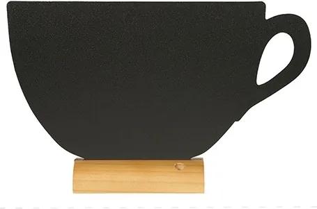 Tabla de scris Securit Silhouette Cup 21,3x33,5x6cm, baza de lemn, marker creta inclus, negru