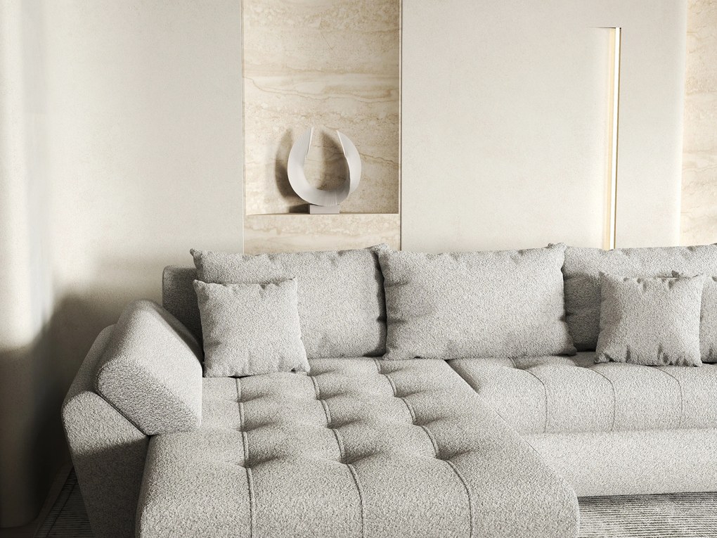 Colțar extensibil dumonde cu ladă de depozitare si sezut confortabil din spuma high-density, Loana Euphoria Dove 270x185 cm