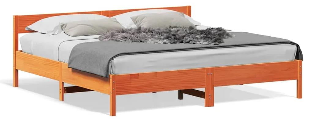 3216211 vidaXL Cadru de pat cu tăblie, maro ceruit, 200x200 cm, lemn masiv pin