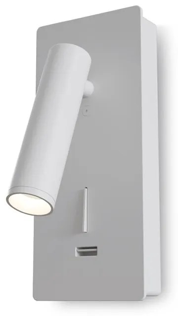 Aplica de perete cu spot LED directionabil si port USB Mirax alb