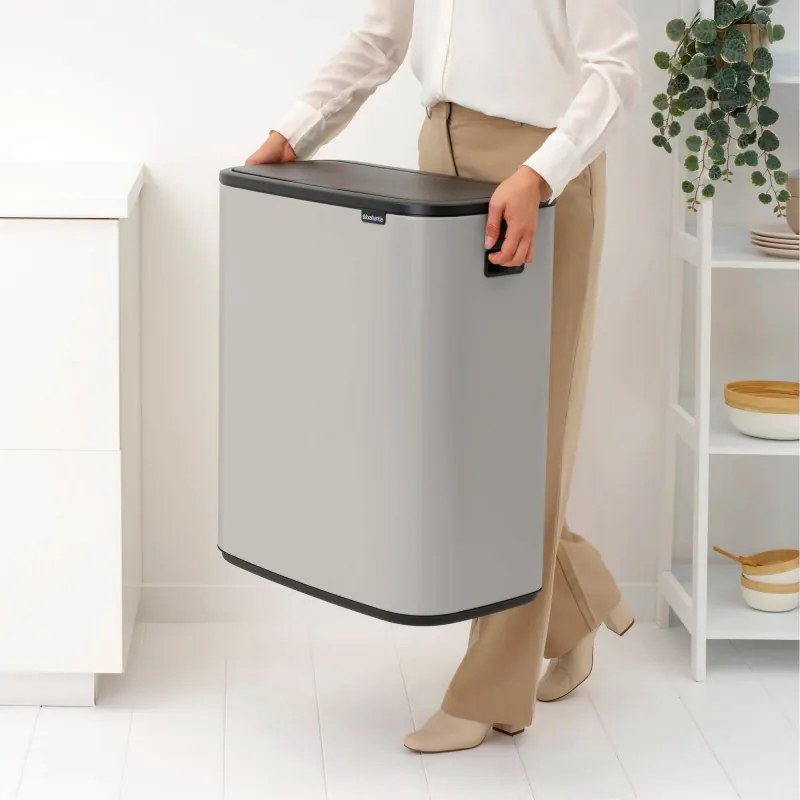 Cos de gunoi Brabantia Bo Touch 1010456, 2x30 l, Deschidere lina si silentioasa, Gri