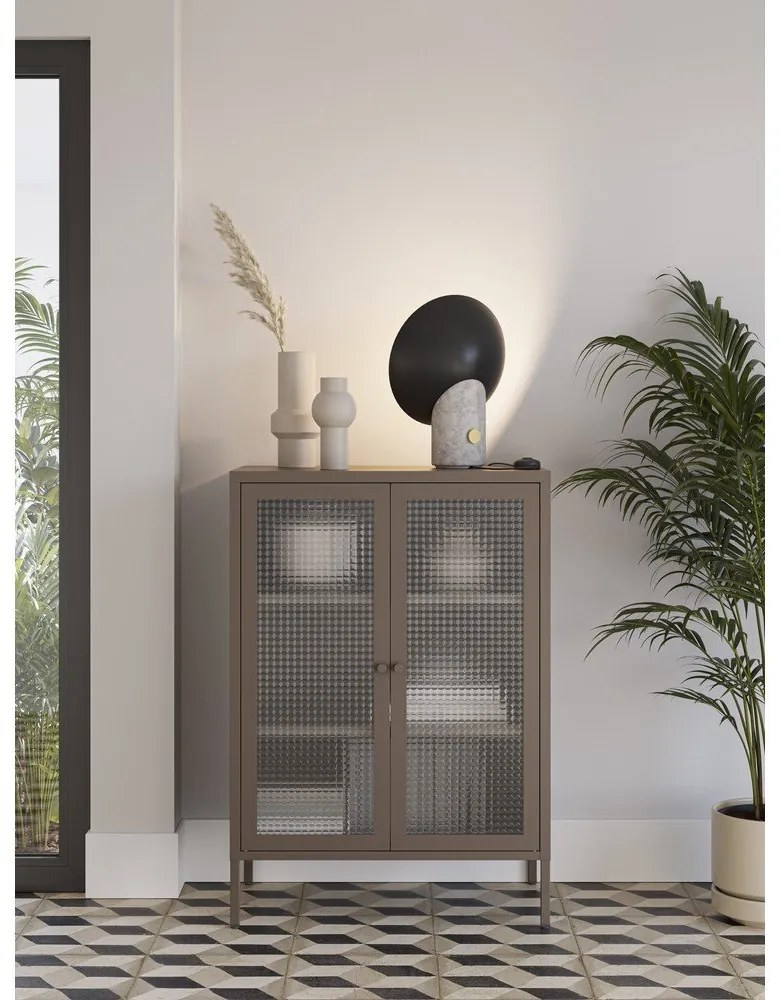 Vitrină gri din metal 70x100x40 cm Layna – Marckeric