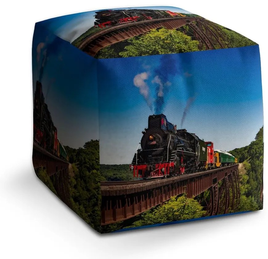 Taburet Cube tren pe pod, colorat