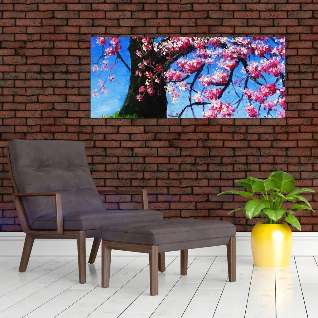 Tablou - Cireș înflorit - pictură (120x50 cm)