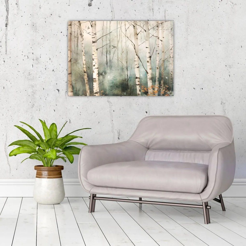 Tablou pe sticlă - Desenarea unui model de pădure (70x50 cm)
