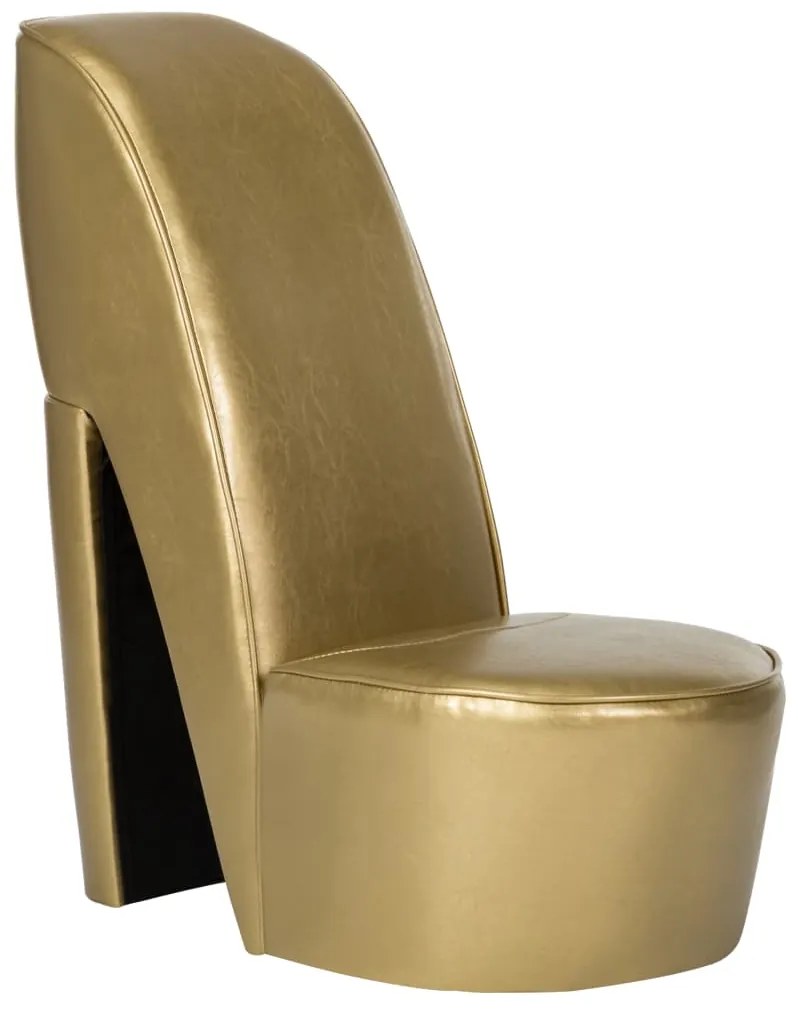 248650 vidaXL Scaun, design toc înalt, auriu, piele ecologică