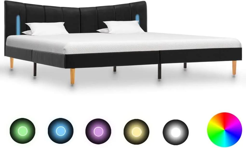 Cadru de pat cu LED, negru, 180 x 200 cm, piele artificiala