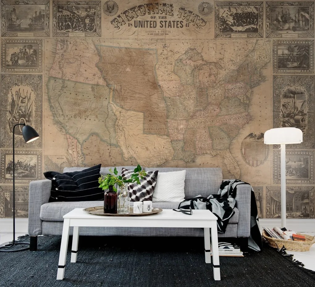 Tapet Pictorial Map of the U.S., Rebel Walls