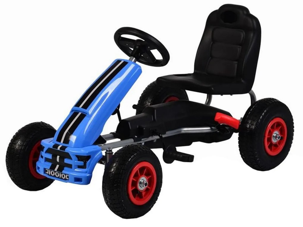 Kart cu pedale pentru copii NOVOKIDS® Nevada Kart PRO, roti din cauciuc, Carena, Structura metalica, Frana de mana, Functie FreeWheel, Scaun