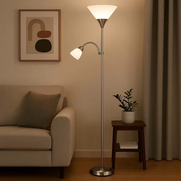 Brilagi - Lampă de podea ARIANA 1xE27/100W/230V + 1xE14/25W crom mat