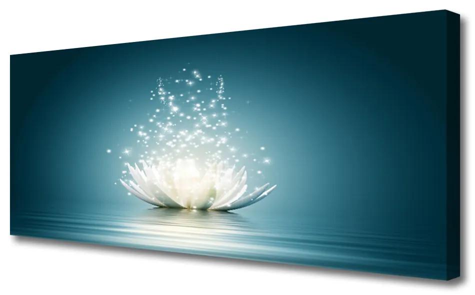 Tablou pe panza canvas Lotus floare Floral Albastru Alb