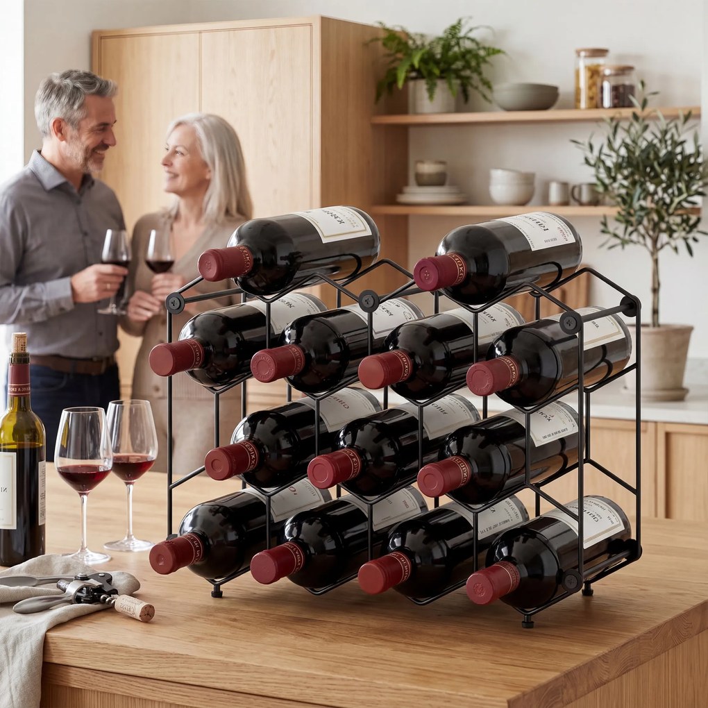 HOMCOM suport sticle masă metal | Aosom Romania