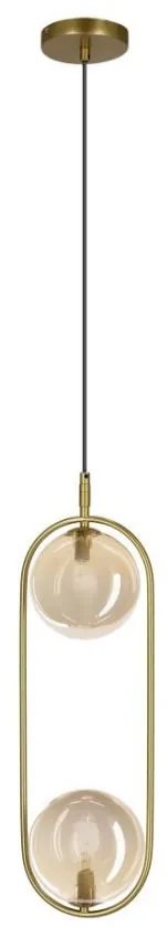 Lustră pe cablu CORDEL 2xG9/28W/230V alamă/bej fumuriu