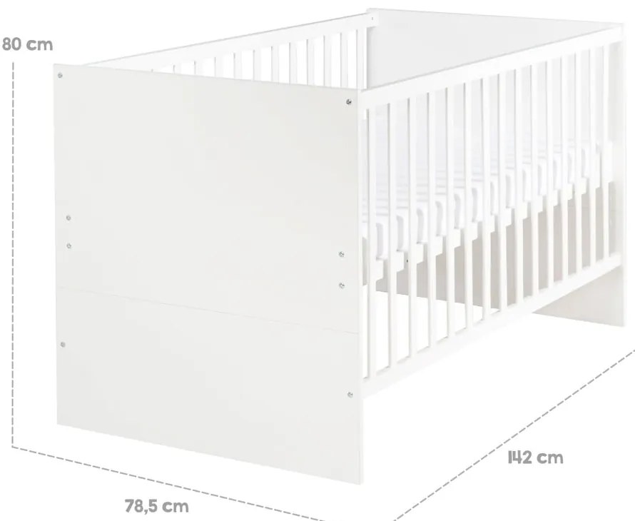 Pătuț alb cu înălțime reglabilă 70x140 cm Anton – Roba