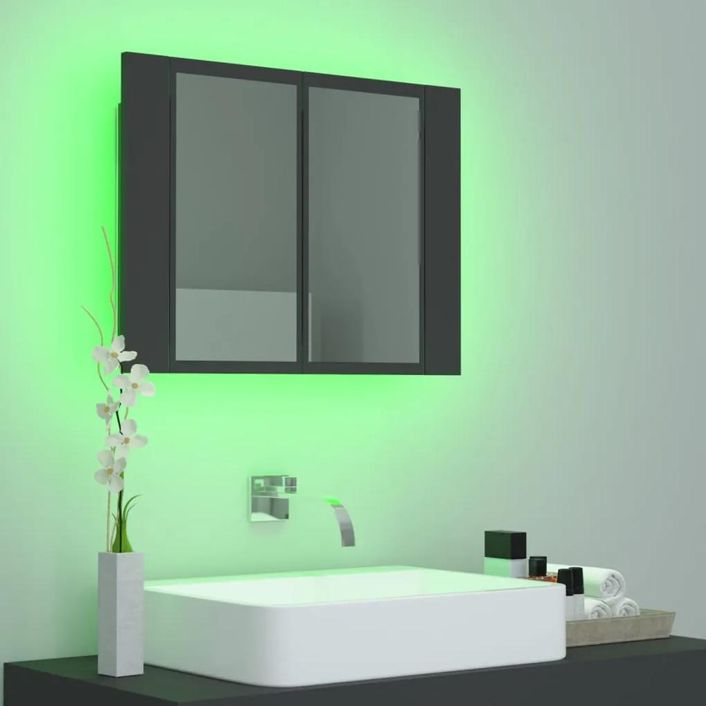 Dulap de baie cu oglinda si LED, gri, 60x12x45 cm Gri