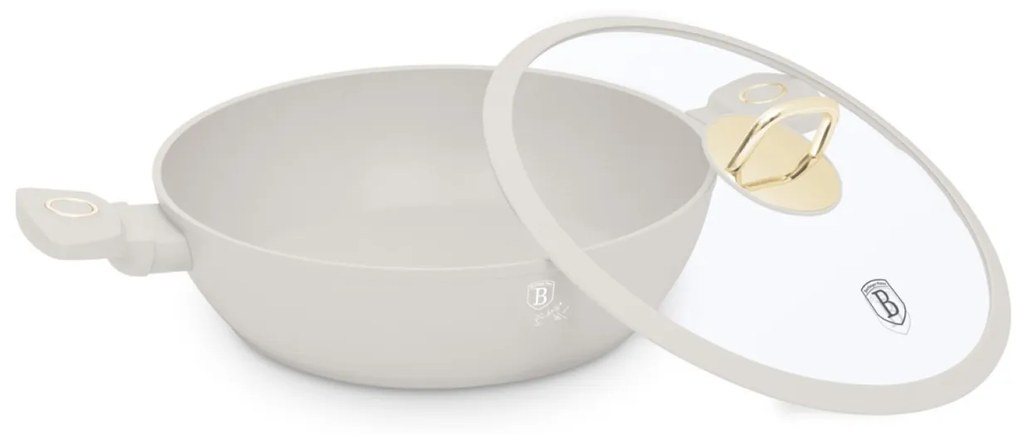 Cratiță cu capac 28 cm, 3.8L – Berlinger Haus Sahara Collection BH 8068, crem, antiaderentă, pentru rețete rapide și sănătoase