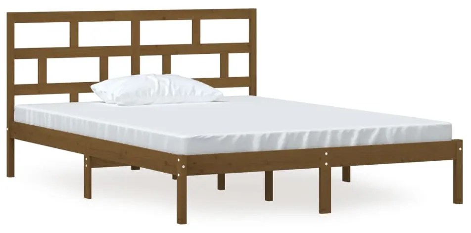 3101226 vidaXL Cadru de pat, maro miere, 150x200 cm, lemn masiv King Size