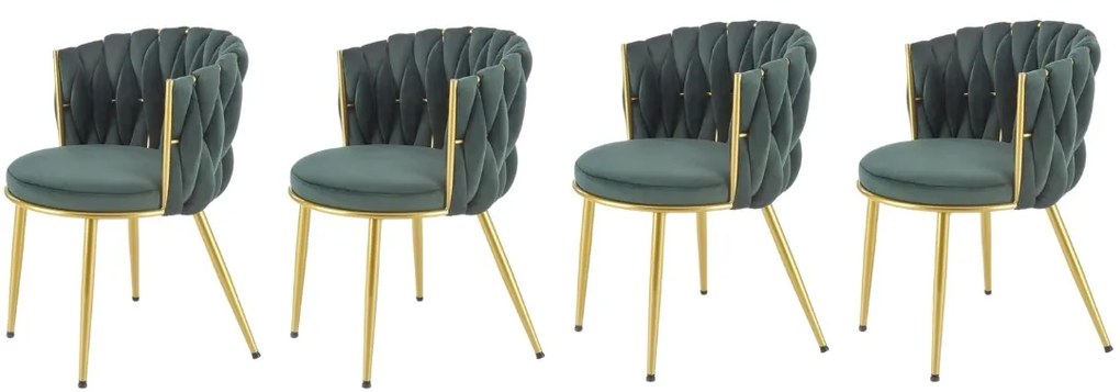 Set 4 scaune K517 velvet verde/auriu