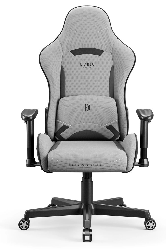 Scaun gaming Diablo X-Starter din țesătură gri