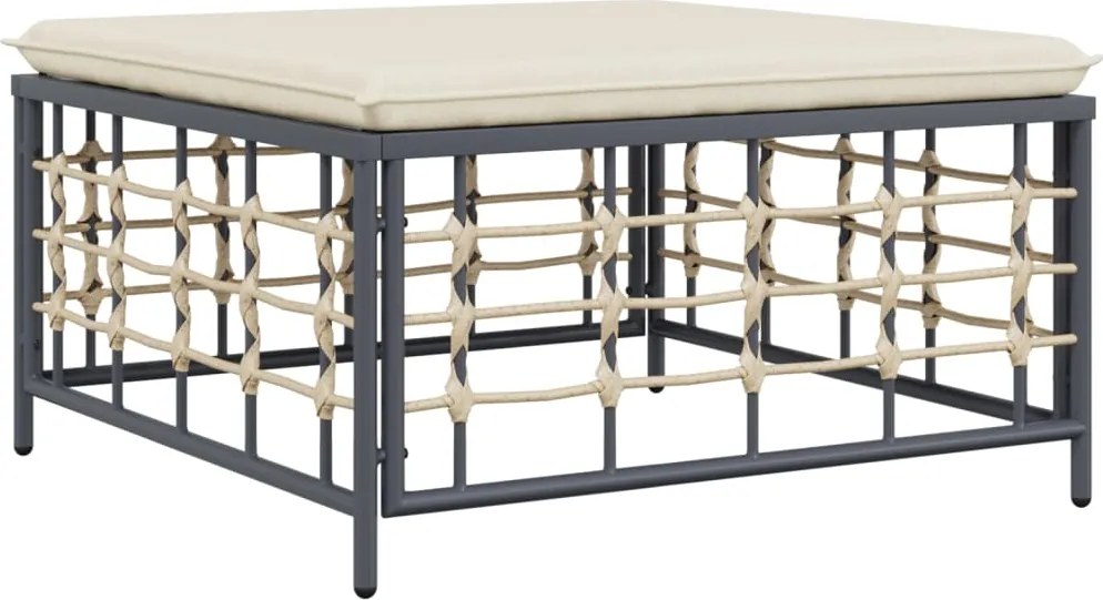 vidaXL Taburet de grădină cu pernă, bej, poliratan