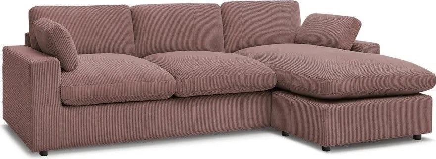 Colțar roz cu tapițerie din catifea reiată Belair – Bobochic Paris