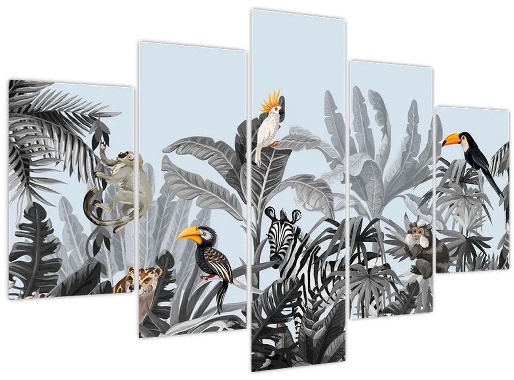 Tablou - Animale în pădurea tropicală (150x105 cm)