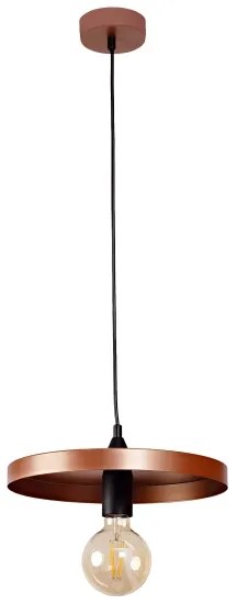 Duolla - Pendul cu cablu IRONLINE, 1 x soclu E27, max. 15 W, 230 V, Ø 30 cm, cupru/negru