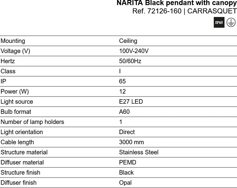 Pendul iluminat exterior decorativ IP65 NARITA negru