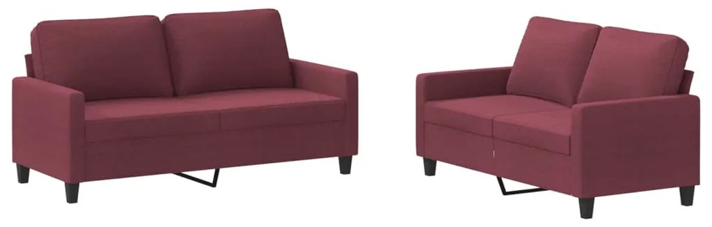 3201450 vidaXL Set canapea cu perne, 2 piese, roșu vin, material textil