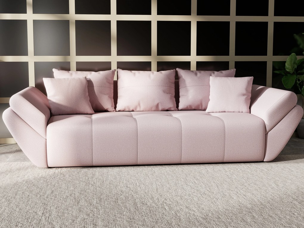 Canapea extensibilă dumonde cu ladă de depozitare si sezut confortabil din spuma high-density, Berlin Enjoy Flamingo 250x100 cm