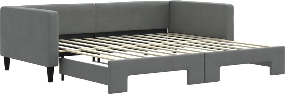 vidaXL Pat de zi cu extensie, gri închis, 100x200 cm, textil