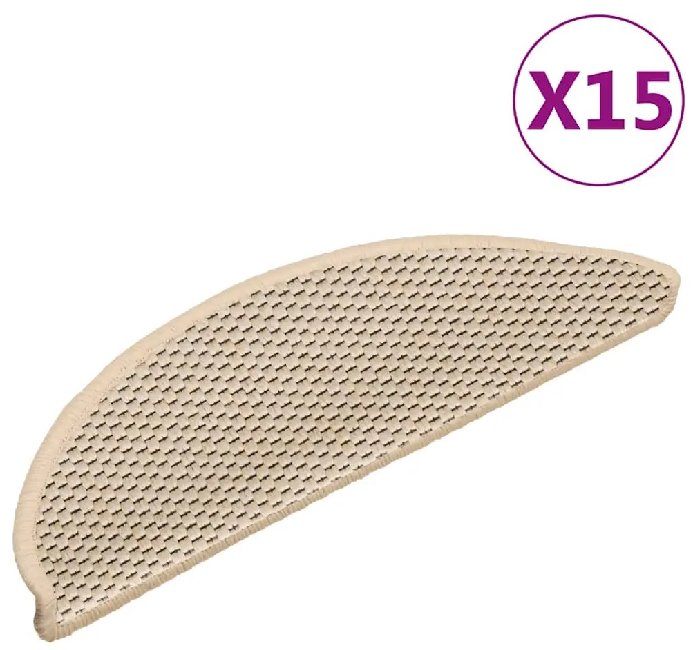 vidaXL Covorașe scări autoadezive 15 buc berber 56x17x3cm aspect sisal