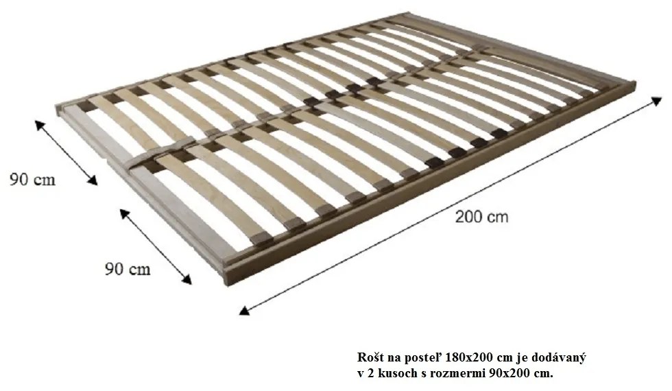 Somiera rabatabila, 180x200 (2 buc. 90x200 cm), BASIC FLEX FRONT