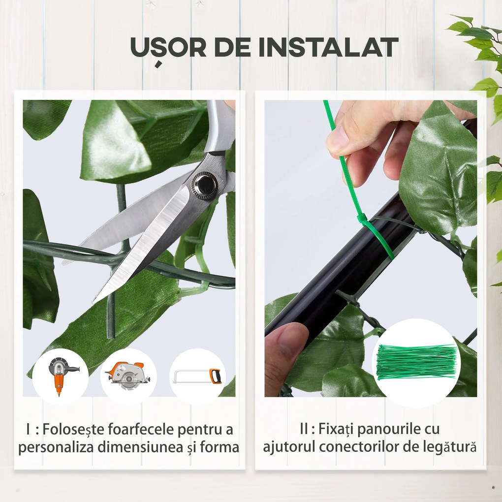 Outsunny Gard Viu Artificial din Fag pentru Balcon și Grădină, PE, 300x100 cm, Verde Închis | Aosom Romania